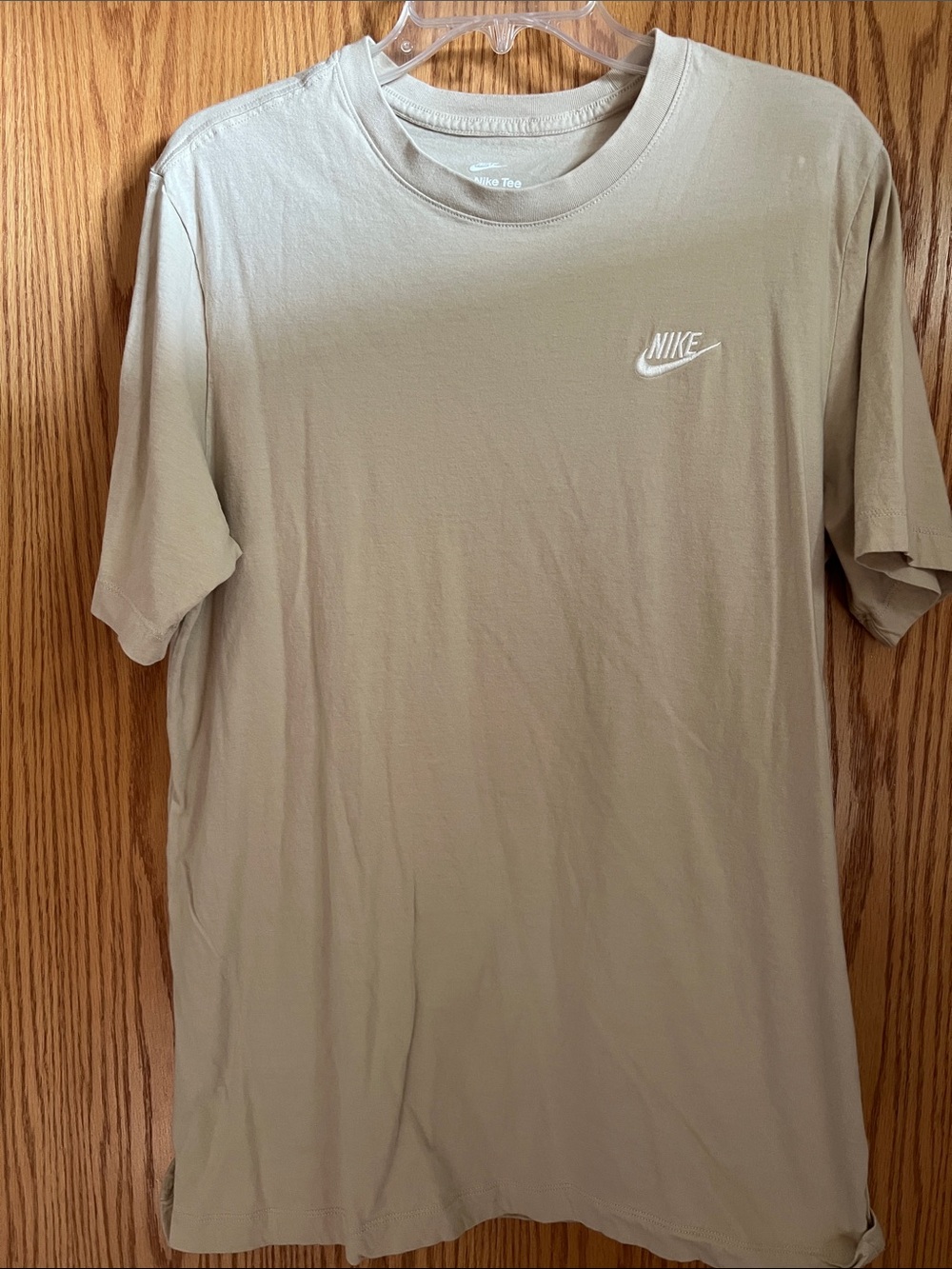 Nike Men’s Light Tan Short-Sleeve Tee with White Swoosh